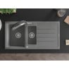 Mexen Andres granite sink 1.5-bowl with drainer and Duo kitchen tap, grey - 6515-71-671701-07