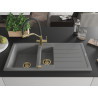 Mexen Andres 1.5-Bowl Granite Sink with Drainer and Duo Kitchen Faucet, Gray - 6515-71-671701-57-G