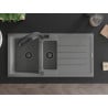 Mexen Andres granite sink 1.5-bowl with drainer and Duo kitchen tap, grey - 6515-71-671701-70-B