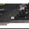 Mexen Andres 1.5-compartment granite sink with a drip tray and kitchen mixer tap Duo, Black/ silver metallic - 6515-73-671701-07