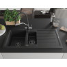 Mexen Andres granite sink 1.5-bowl with drainer and kitchen faucet Duo, black/silver - 6515-73-671701-07-B