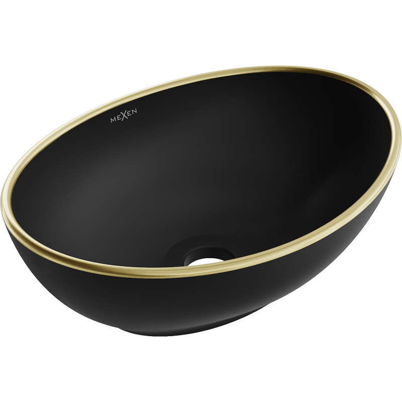 Mexen Elza countertop basin 40 x 33 cm, black matte/gold rim - 21014025
