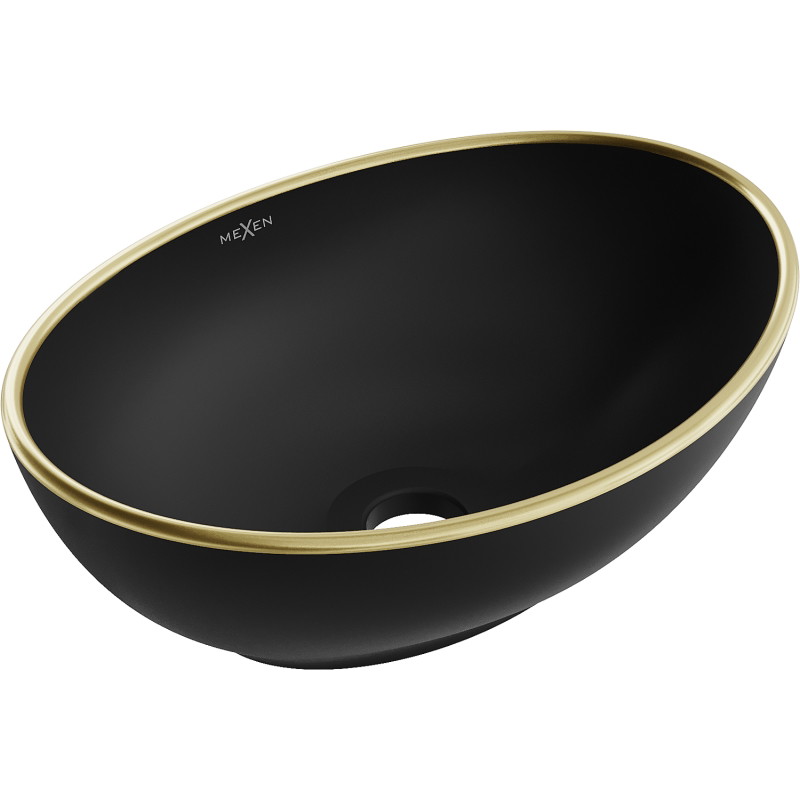 Mexen Elza countertop sink 40 x 33 cm, black matte/gold rim - 21014025