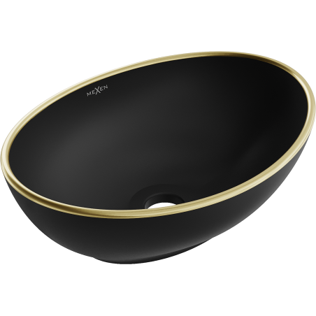 Mexen Elza countertop sink 40 x 33 cm, black matte/gold rim - 21014025