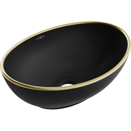 Mexen Elza countertop washbasin 40 x 33 cm, black matte/gold rim - 21014025