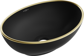 Mexen Elza countertop sink 40 x 33 cm, black matte/gold rim - 21014025