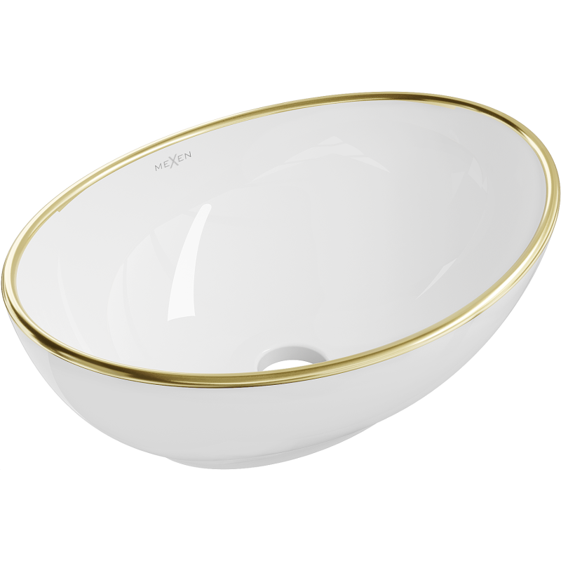 Mexen Elza countertop washbasin 40 x 33 cm, white/gold rim - 21014005