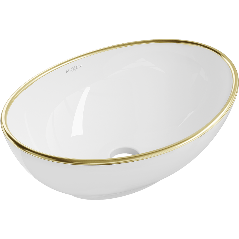 Mexen Elza countertop washbasin 40 x 33 cm, white/golden rim - 21014005
