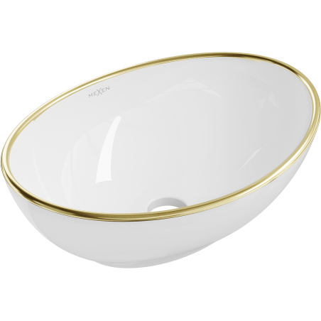 Mexen Elza countertop washbasin 40 x 33 cm, white/gold rim - 21014005