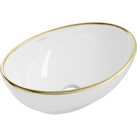 Mexen Elza countertop washbasin 40 x 33 cm, white/golden rim - 21014005