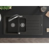 Mexen Andres 1.5-bowl granite sink with drainer and Duo kitchen faucet, black/gold metallic - 6515-75-671701-07