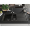 Mexen Andres granit sink 1.5-bowl with drainer and Duo kitchen faucet, black/gold metallic - 6515-75-671701-07-B
