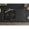 Mexen Andres granite kitchen sink 1.5-bowl with drainer and Duo kitchen faucet, black/gold metallic - 6515-75-671701-07-B