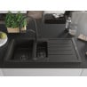 Mexen Andres granite sink 1.5-bowl with drainer and Duo kitchen tap, black/gold metallic - 6515-75-671701-70-B