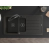Mexen Andres granite sink 1.5-bowl with drainer and Duo kitchen faucet, black/gold metallic - 6515-75-671701-70-B