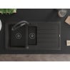 Mexen Andres granite sink 1.5-bowl with drainer and Duo kitchen tap, black/gold metallic - 6515-75-671701-70-B