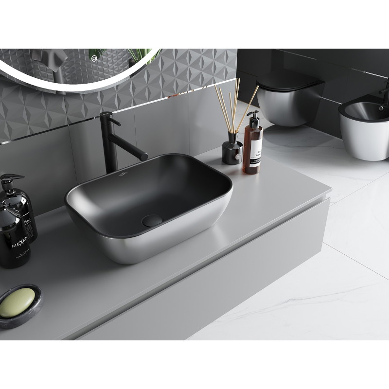 Mexen Rita countertop sink 45 x 32 cm, black matte/silver - 21084574