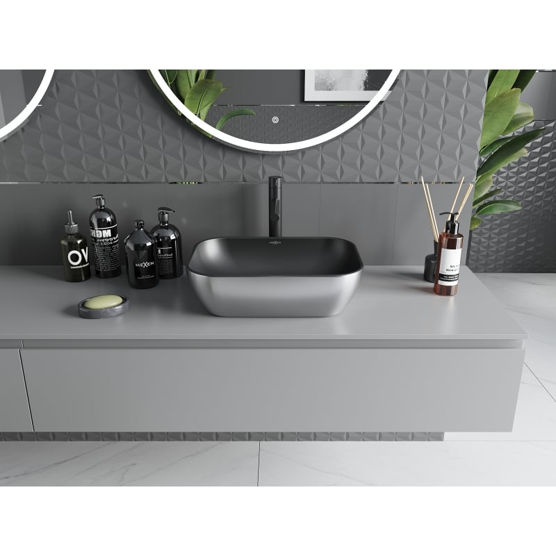 Mexen Rita countertop washbasin 45 x 32 cm, matte black/silver - 21084574