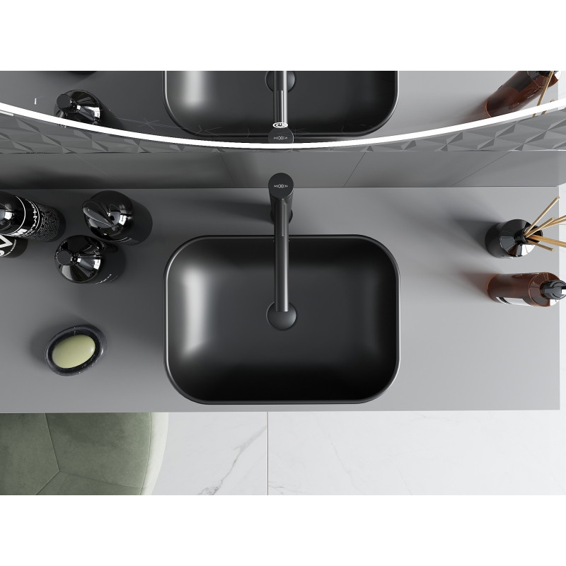 Mexen Rita countertop washbasin 45 x 32 cm, matte black/silver - 21084574