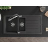 Mexen Andres granite sink 1.5-bowl with drainer and Duo kitchen faucet, speckled black - 6515-76-671701-07