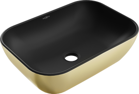 Mexen Rita countertop washbasin 45 x 32 cm, black matt/gold - 21084576