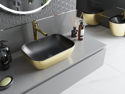 Mexen Rita countertop sink 45 x 32 cm, matte black/gold - 21084576