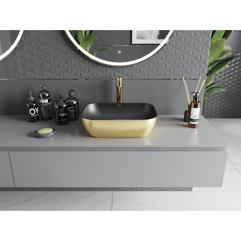 Mexen Rita countertop sink 45 x 32 cm, black matte/gold - 21084576