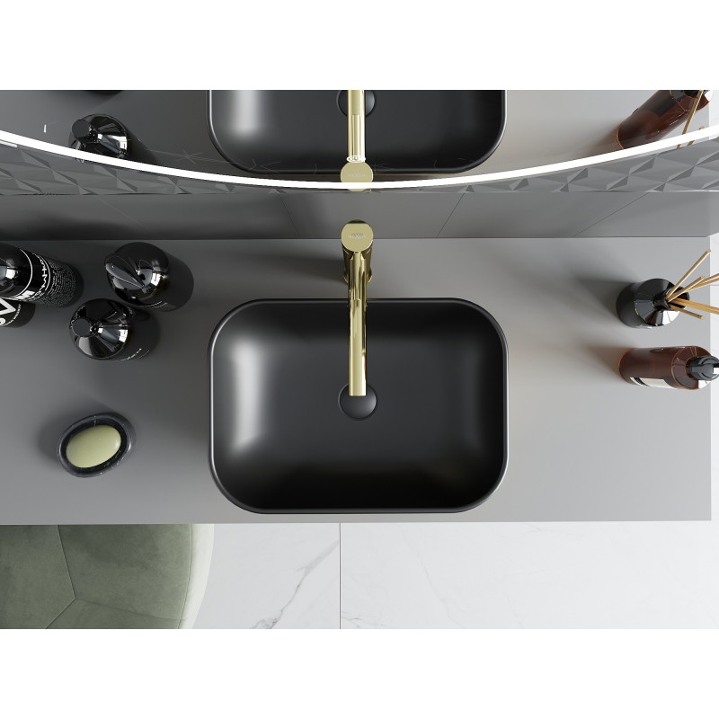 Mexen Rita countertop sink 45 x 32 cm, matte black/gold - 21084576