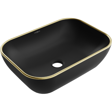 Mexen Rita countertop washbasin 45 x 32 cm, black matte/gold rim - 21084575