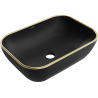 Mexen Rita countertop washbasin 45 x 32 cm, black matt/gold edge trim - 21084575