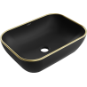 Mexen Rita countertop washbasin 45 x 32 cm, black matte/golden rim - 21084575