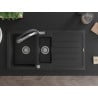 Mexen Andres 1.5-bowl granite sink with drainer and Duo kitchen tap, black - 6515-77-671701-07