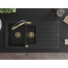 Mexen Andres 1.5-bowl granite sink with drainer and Duo kitchen tap, black - 6515-77-671701-57-G
