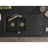 Mexen Andres granite sink 1.5-bowl with drainer and kitchen faucet Duo, black - 6515-77-671701-57-G