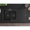 Mexen Andres granite sink 1.5-bowl with drainer and kitchen tap Duo, black - 6515-77-671701-70-B