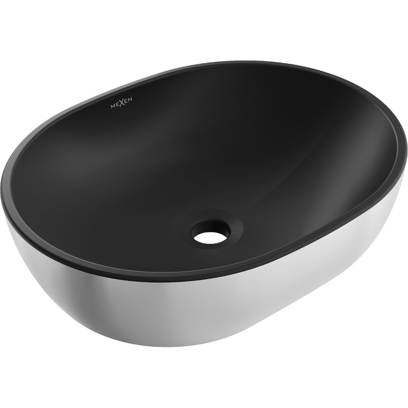 Mexen Viki countertop sink 48 x 35 cm, matte black/silver - 21054874