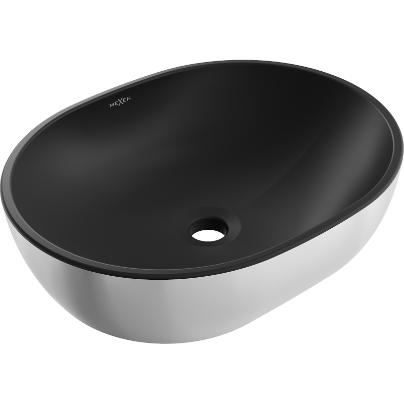Mexen Viki countertop washbasin 48 x 35 cm, black matt/Silver - 21054874