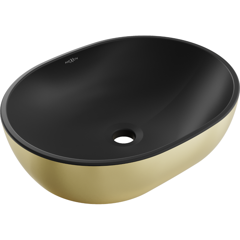 Mexen Viki countertop washbasin 48 x 35 cm, black matt/gold - 21054876