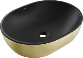 Mexen Viki countertop washbasin 48 x 35 cm, black matte/gold - 21054876