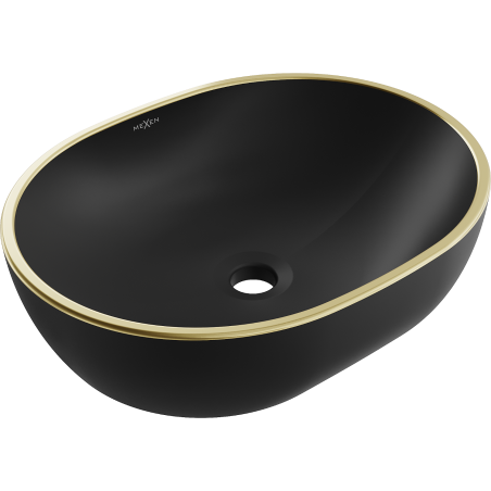 Mexen Viki countertop washbasin 48 x 35 cm, black matte/gold rim - 21054875