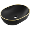 Mexen Viki countertop washbasin 48 x 35 cm, black matt/gold edge trim - 21054875