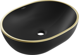 Mexen Viki countertop washbasin 48 x 35 cm, black matt/gold edge trim - 21054875
