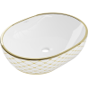 Mexen Viki countertop sink 48 x 35 cm, white/gold check pattern - 21054809