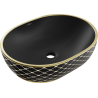 Mexen Viki countertop washbasin 48 x 35 cm, black matte/gold grid pattern - 21054879