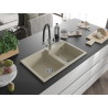 Mexen Tomas granite 2-chamber kitchen sink with Duo faucet, beige - 6516-69-671701-07