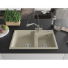 Mexen Tomas granit sink 2-bowl with Duo kitchen faucet, beige - 6516-69-671701-07