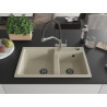 Mexen Tomas granite double-bowl kitchen sink with Duo faucet, beige - 6516-69-671701-07-B