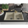 Mexen Tomas 2-bowl Granite Sink with Duo Kitchen Faucet, Beige - 6516-69-671701-57-B