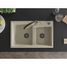 Mexen Tomas 2-chamber granite kitchen sink with Duo tap, beige - 6516-69-671701-57-B