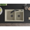 Mexen Tomas granite double-bowl kitchen sink with Duo faucet, beige - 6516-69-671701-70-B